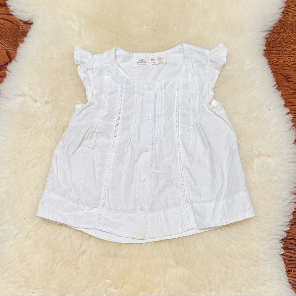 Zara white lace Swiss dot blouse. 18/24.